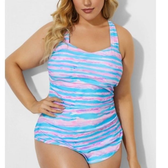 Printed Sarong Front One Piece Swimsuit - Picture 3 of 7